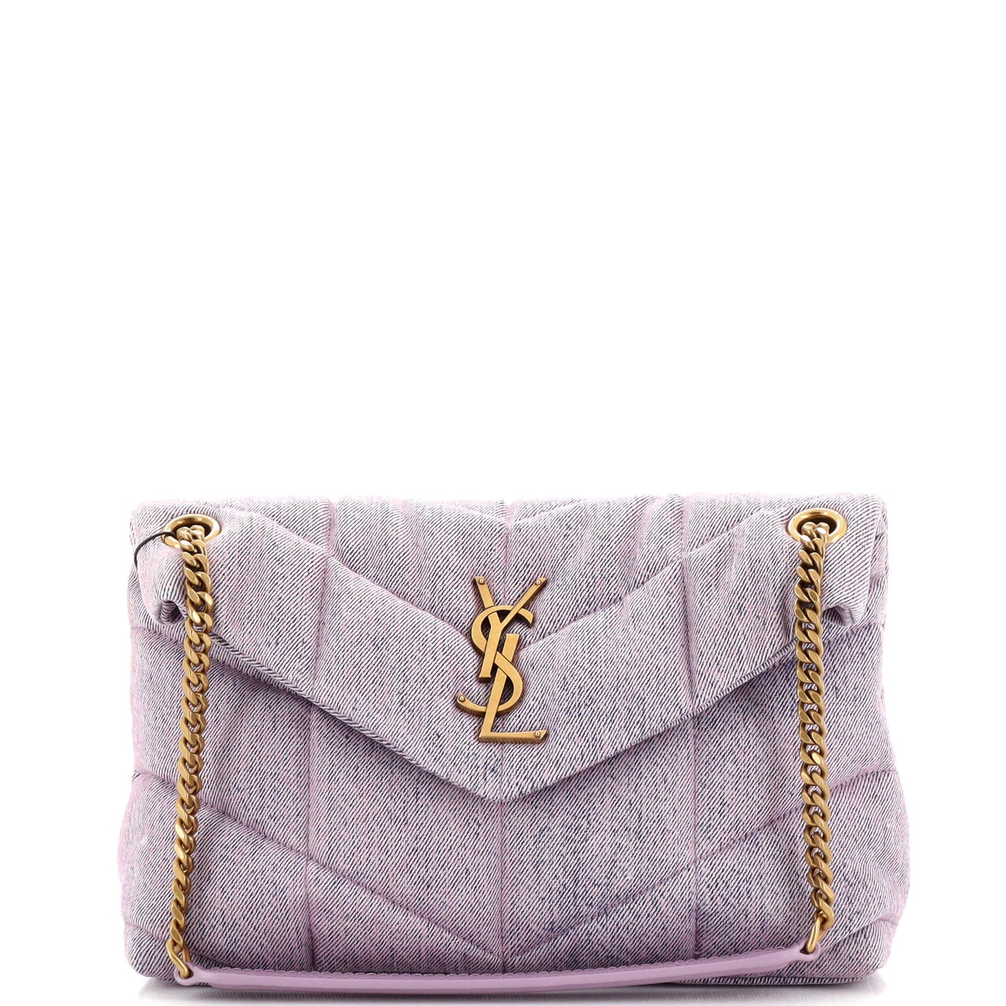 Luxury Saint Laurent Trending 2025 Loulou Puffer Shoulder Bag Quilted Denim Small