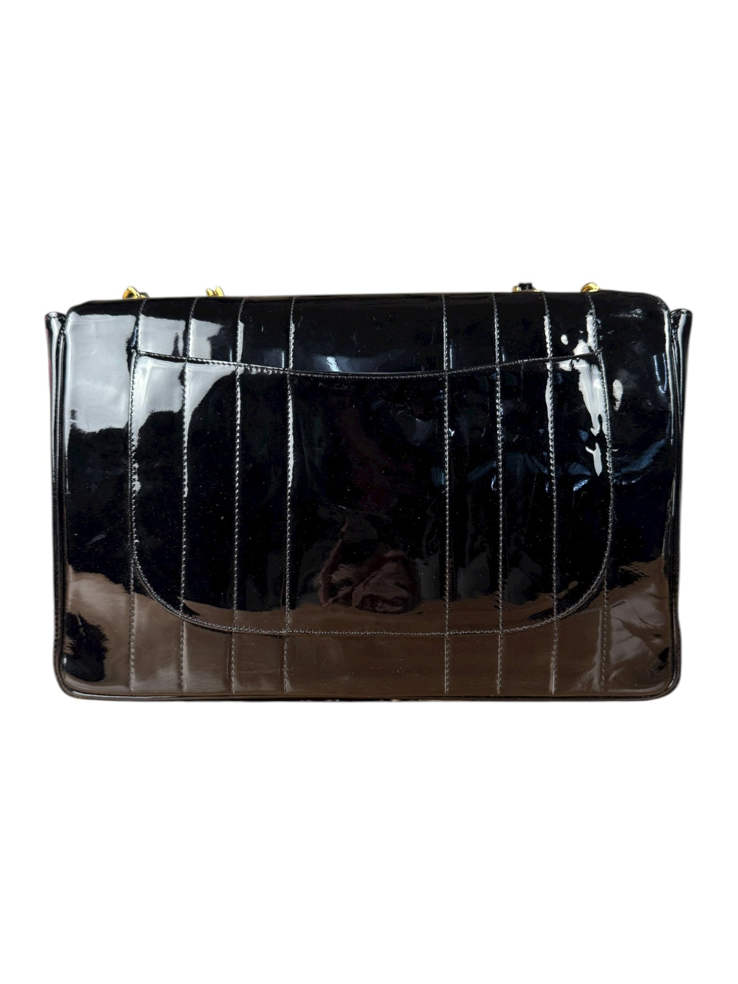 Chanel Black Patent Mademoiselle Single Flap Bag '95