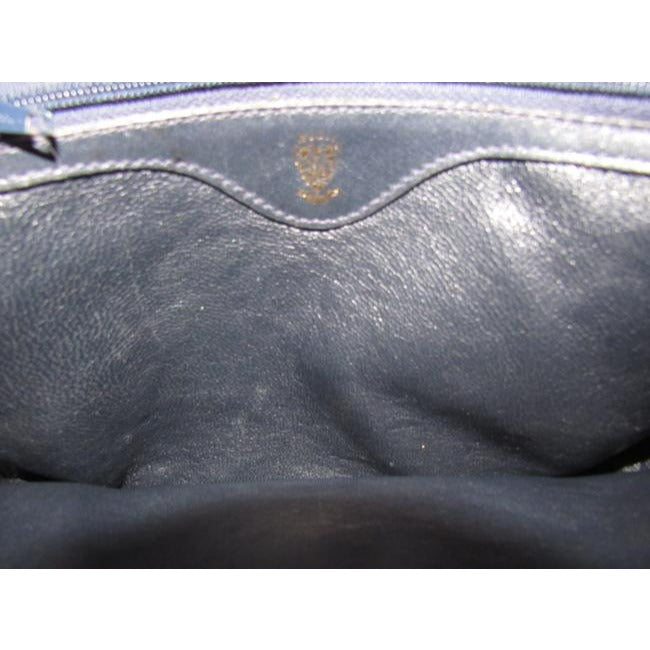 Gucci Navy Blue Leather With White Piping Shoulder Bag