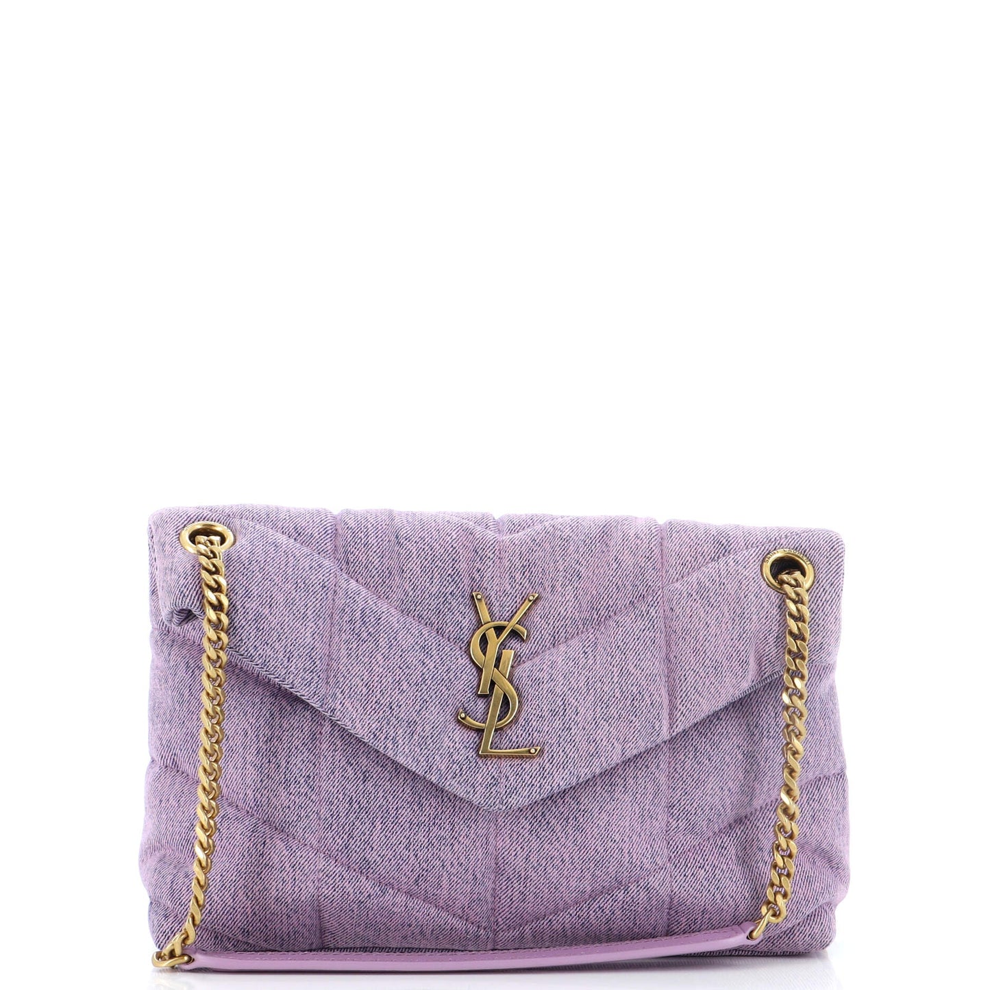 Luxury Saint Laurent Trending 2025 Loulou Puffer Shoulder Bag Quilted Denim Small