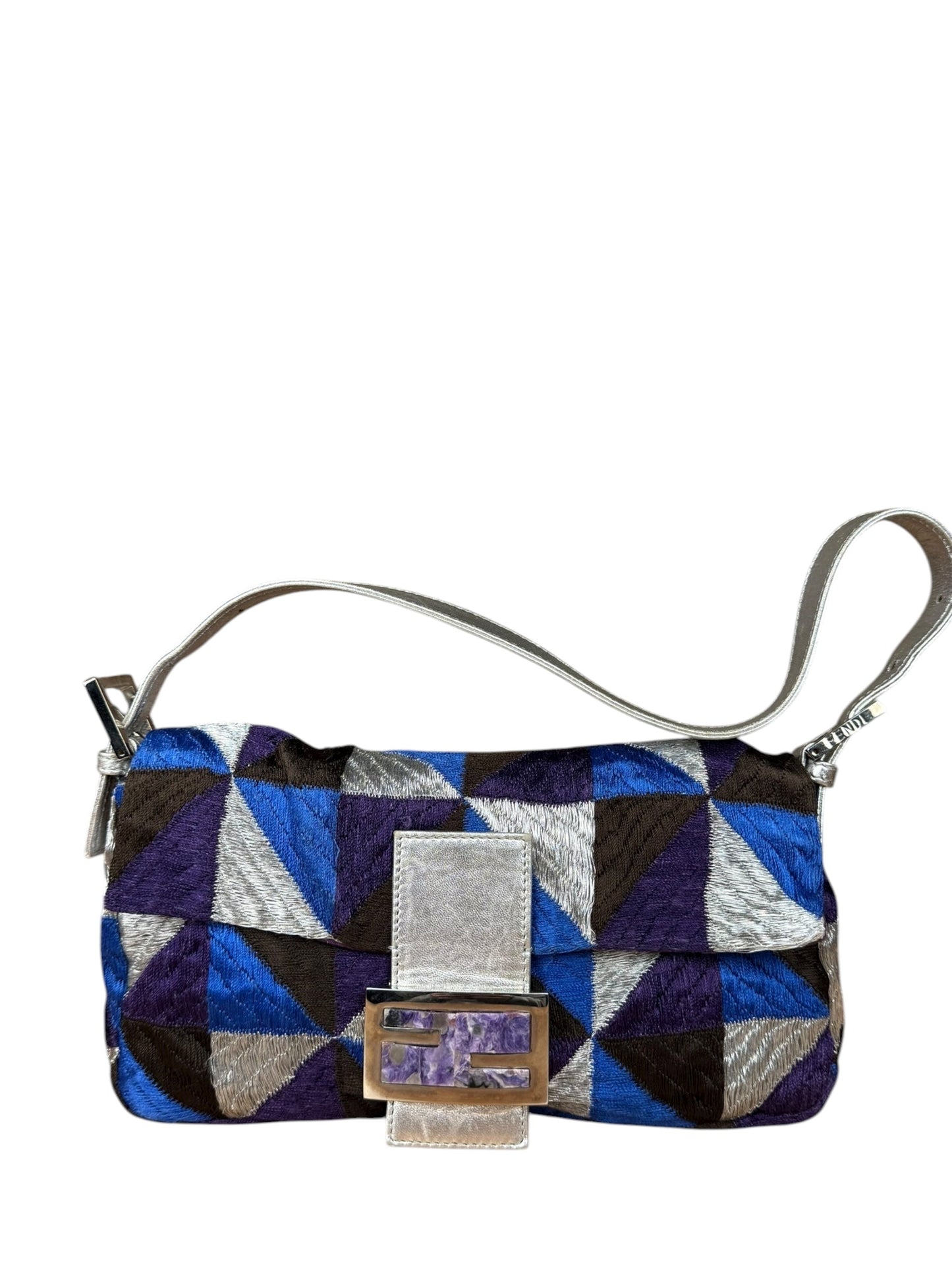 Fendi Embroidered Patchwork Baguette