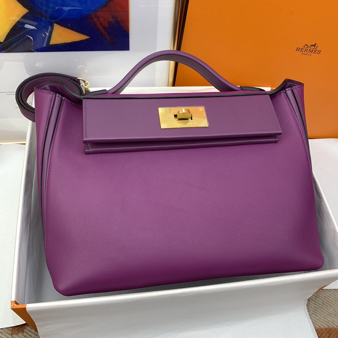 Top Quality 24/24 Clemence Swift Purple For Women, Handbags, Shoulder Bags 11.4in/29cm