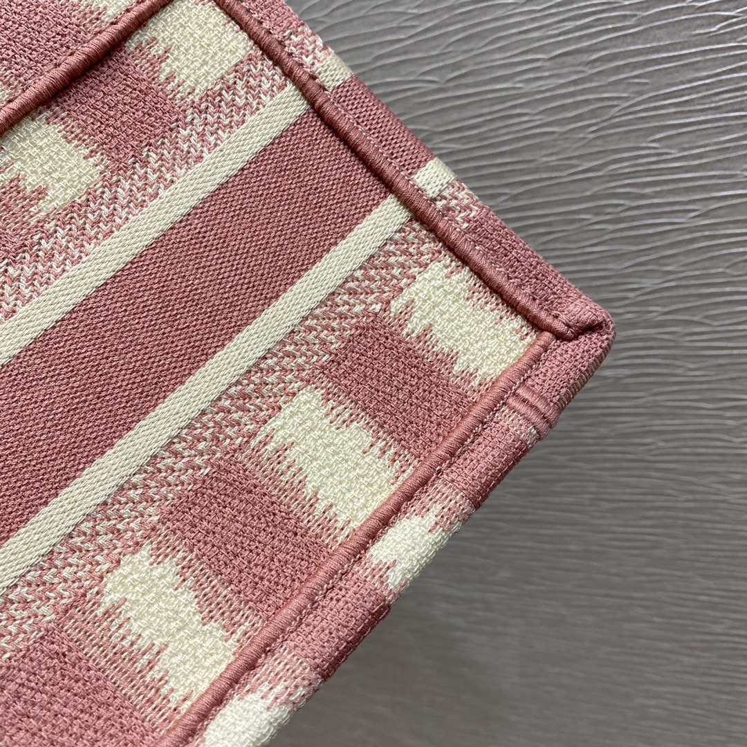 Top Quality Mini Book Tote Stripes Embroidery, Pink Handbags, 23cm CD