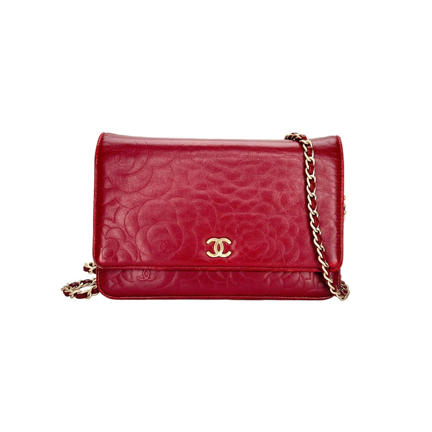Chanel Camellia Wallet on chain in Lambskin, Gold Hardware C2402001AN