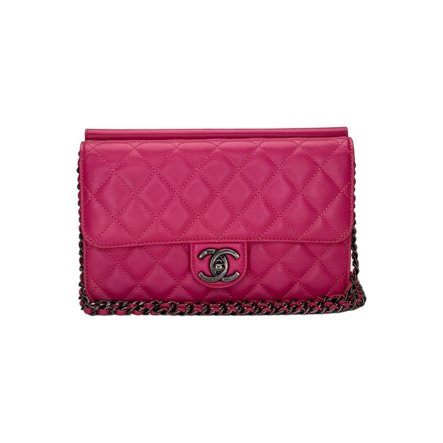 Chanel Crossing Times Medium Crossbody bag in Lambskin, Ruthenium Hardware C2403171HM