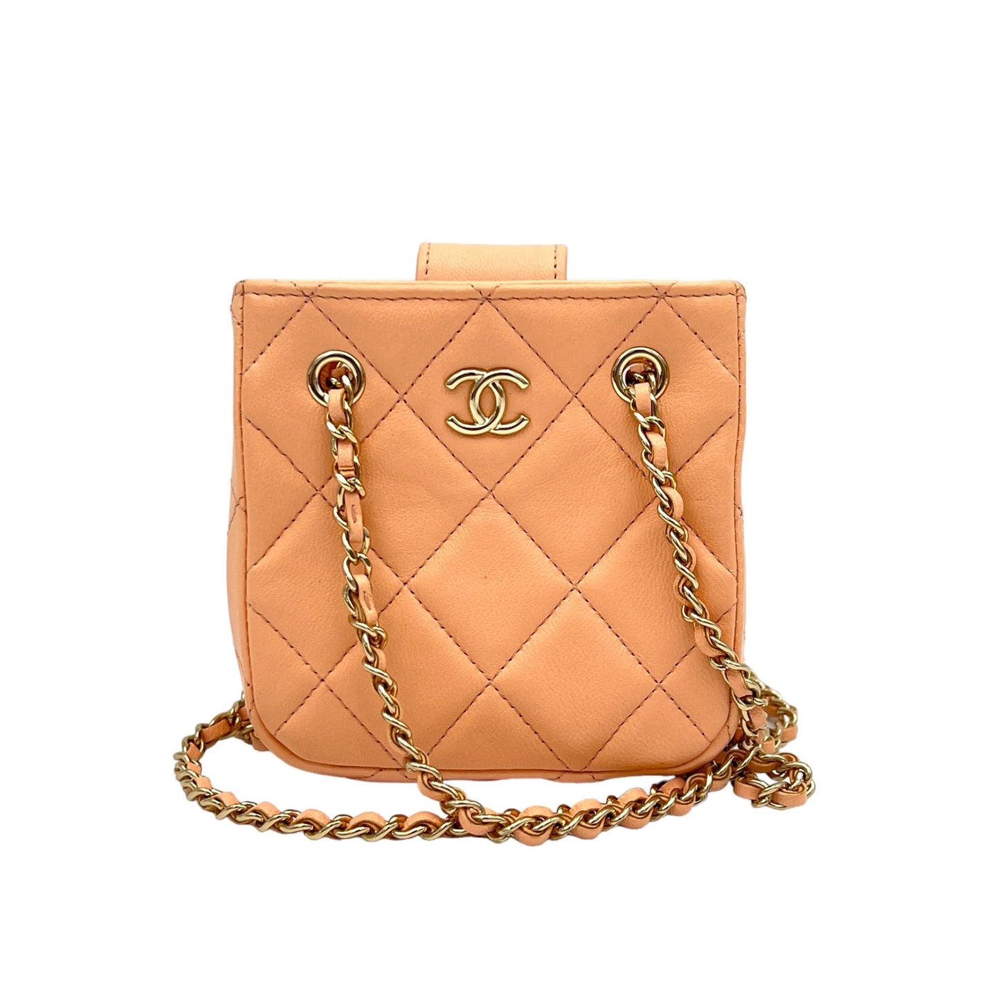 Chanel Quilted CC Mini Crossbody bag in Lambskin, Light Gold Hardware C2407402AN