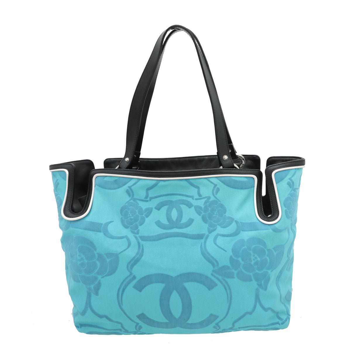 Chanel Bicolor CC Camellia Embossed Tote Bag