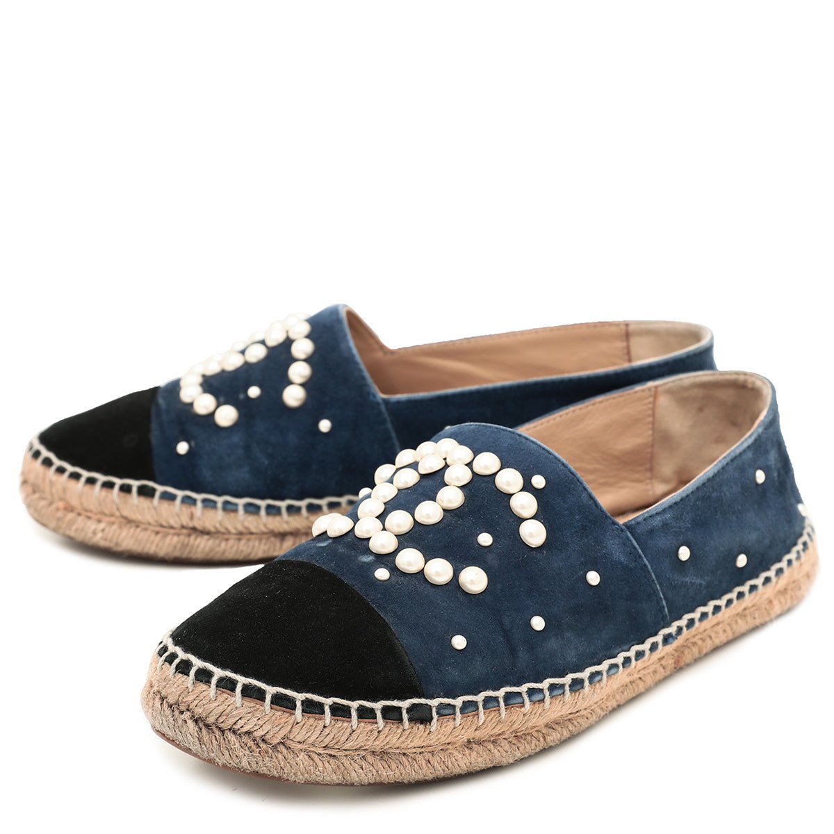 Chanel Bicolor Espadrille Pearl CC Embellished 38