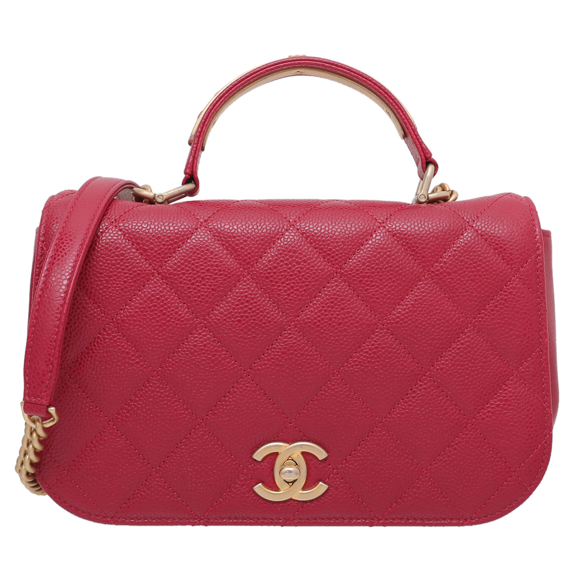 Chanel Red Carry Around Flap Bag Small