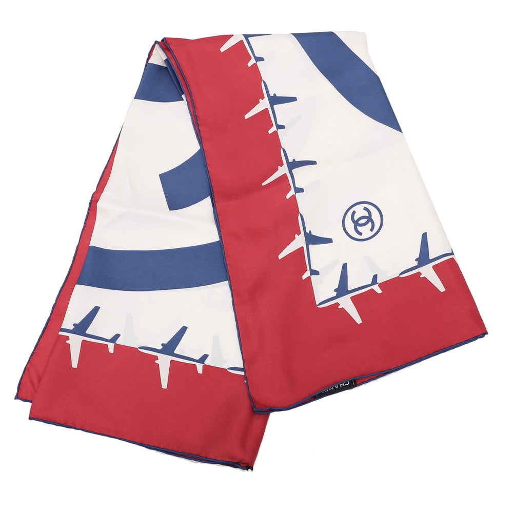 Chanel Tricolor CC Aeroport Print Silk Scarf