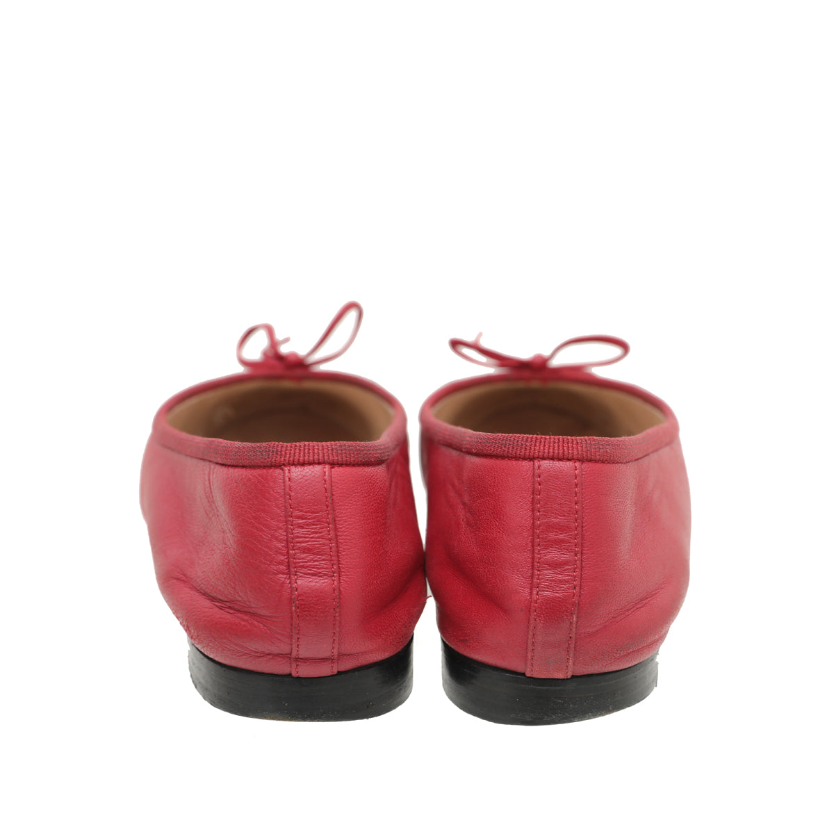 Chanel Red CC Cap Toe Bow Flat Ballerina 37.5