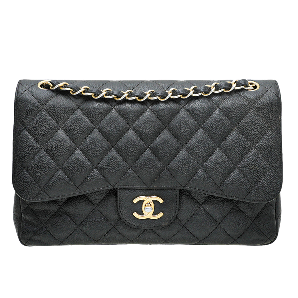 Chanel Black CC Classic Double Flap Jumbo Bag