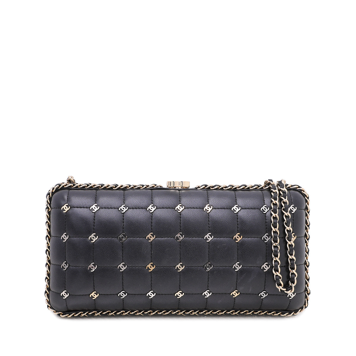 Chanel Black CC Chain Around Signature Clutch