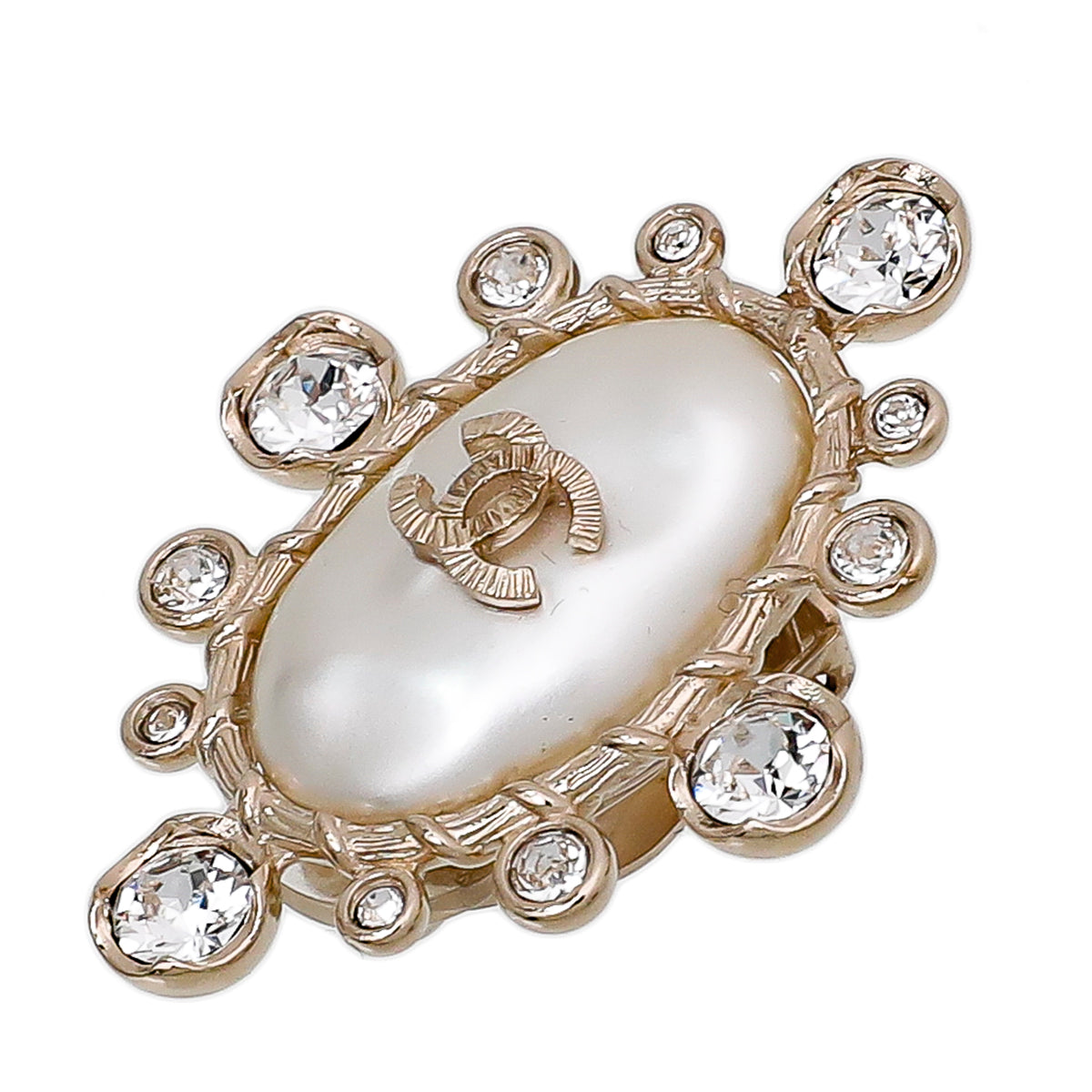 Chanel White CC Chic Metal Resin Earrings