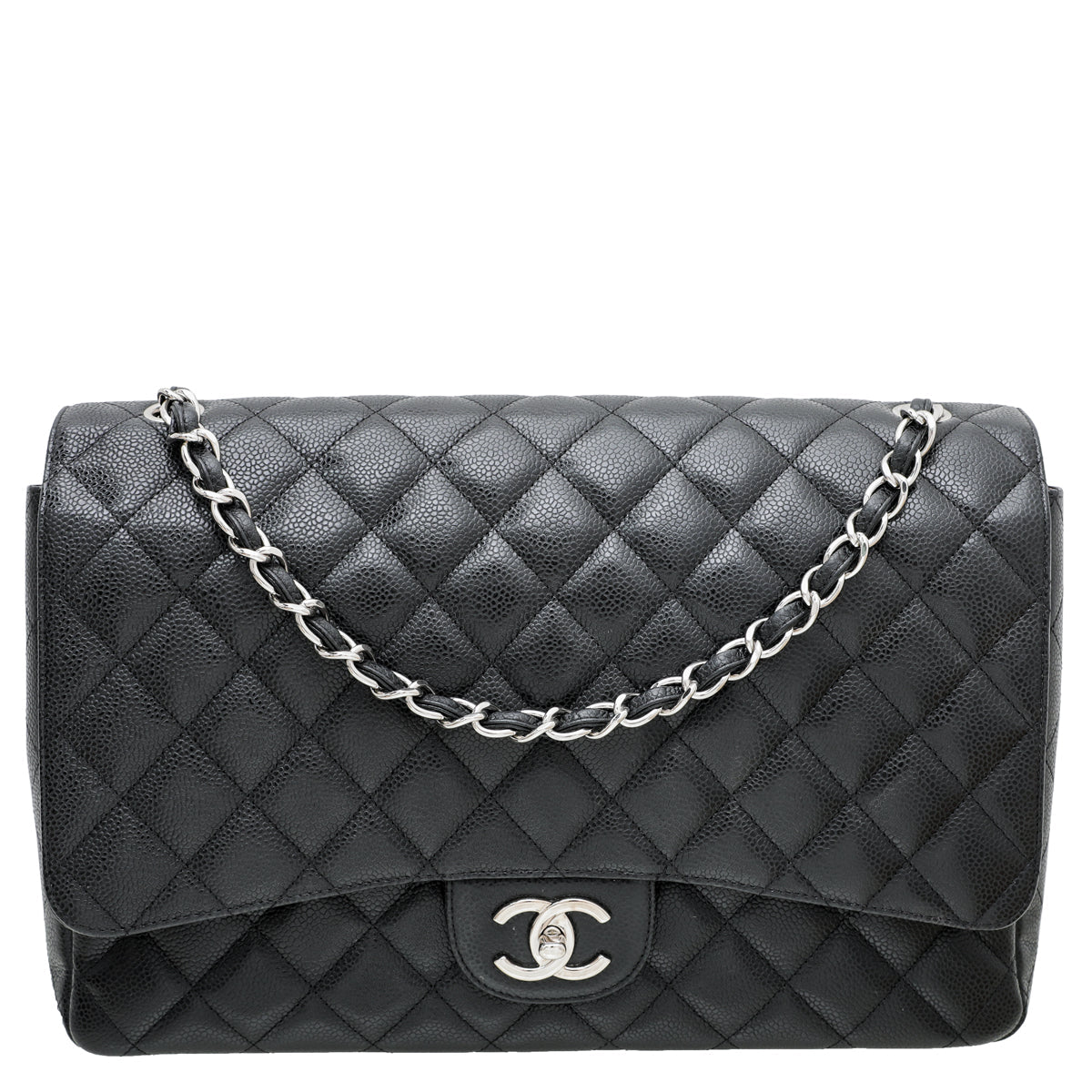 Chanel Black CC Classic Double Flap Maxi Bag