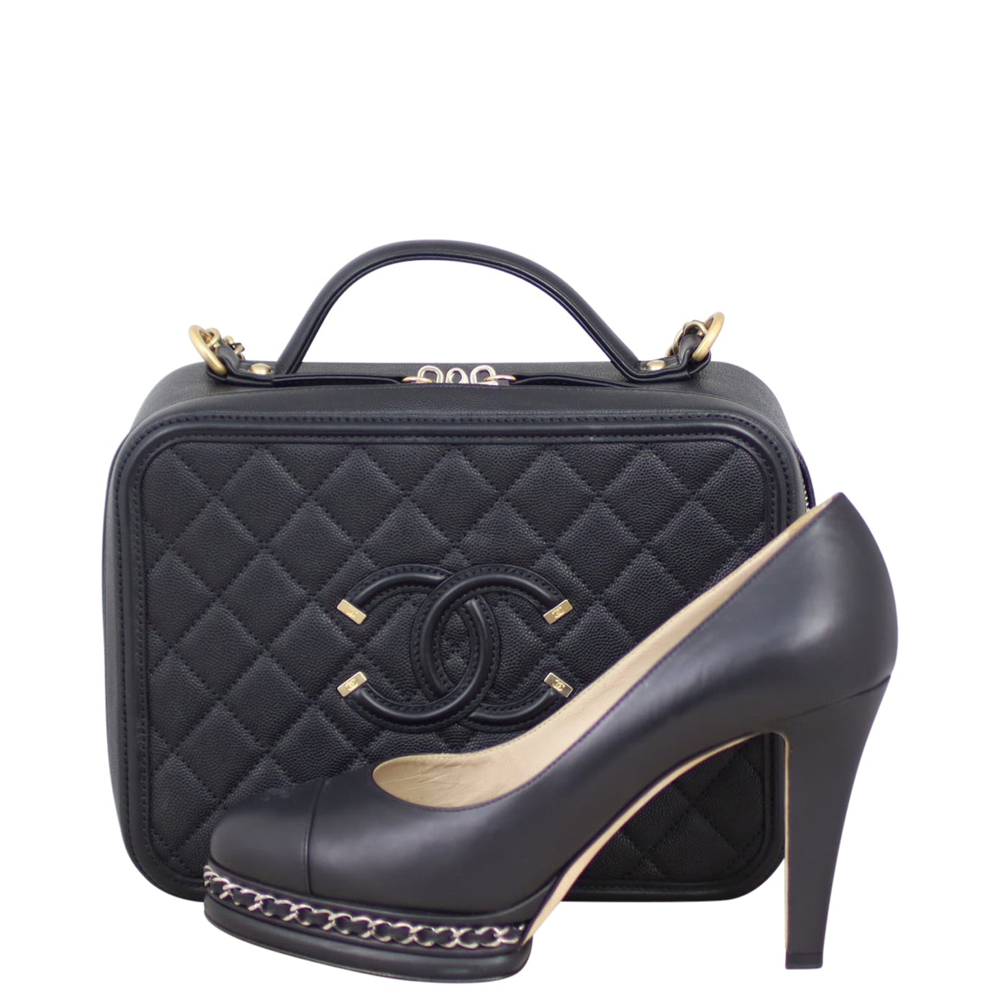 Chanel CC Filigree Vanity Case Large
