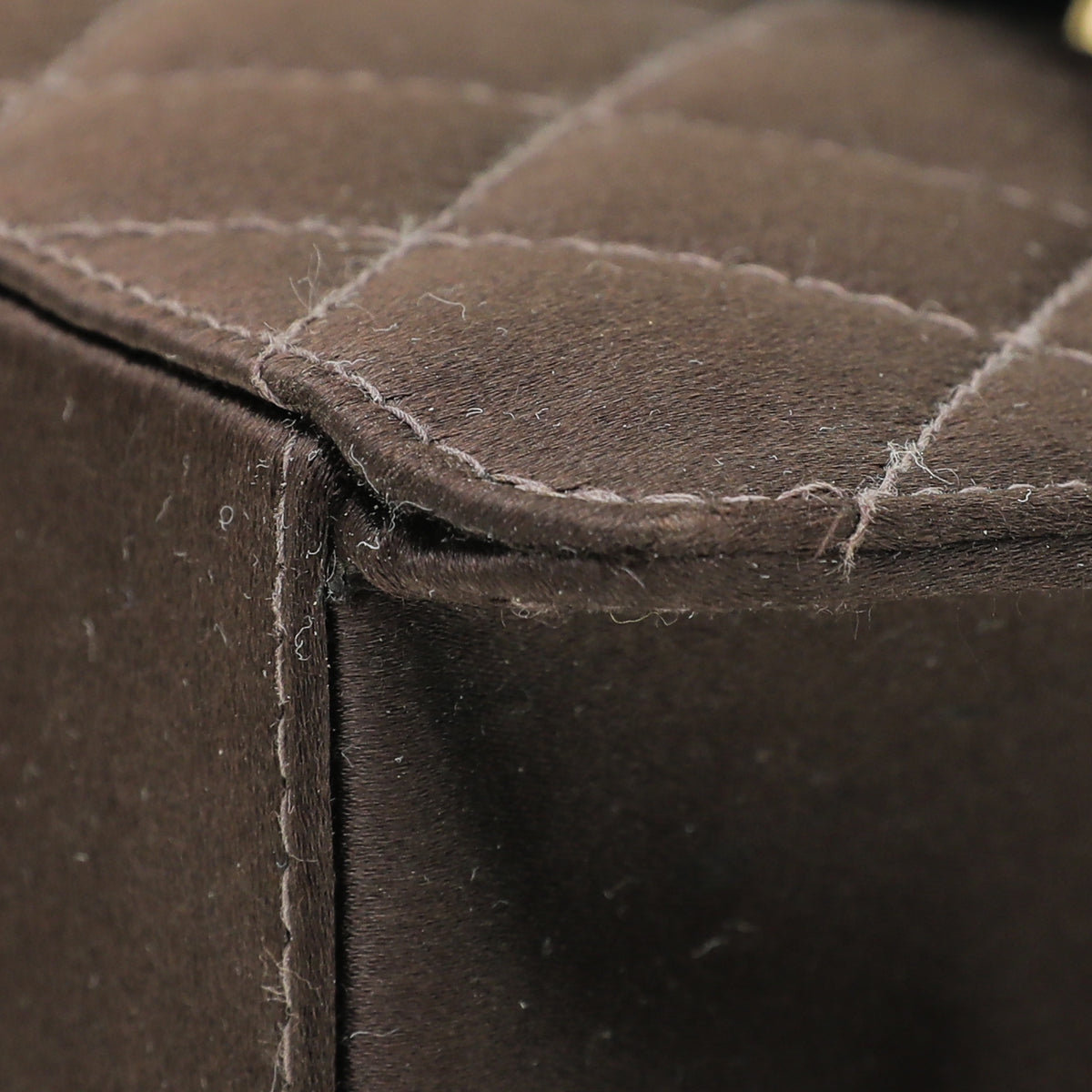 Chanel Chocolate Satin CC Quilted Flap Bag