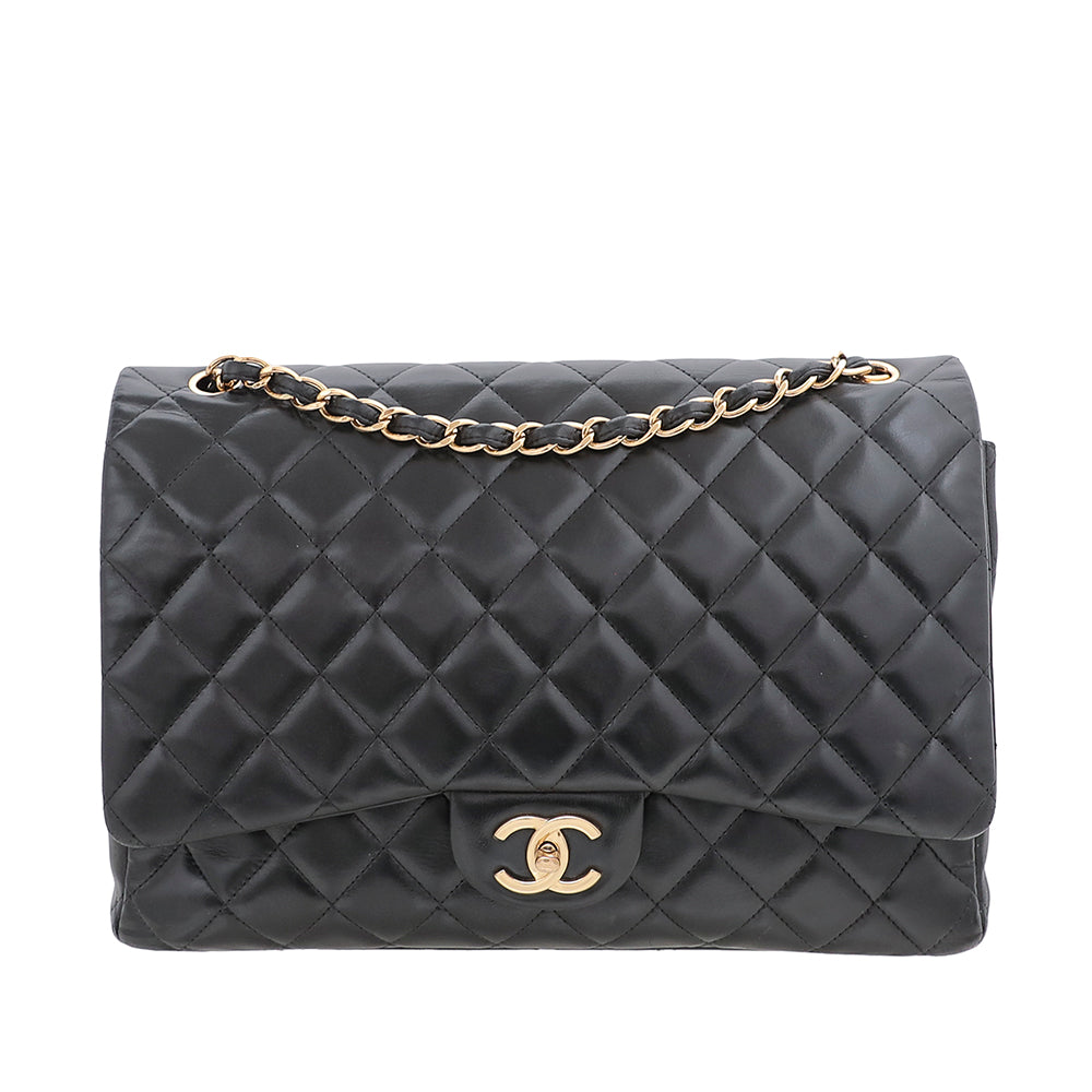Chanel Black Classic Double Flap Maxi Bag
