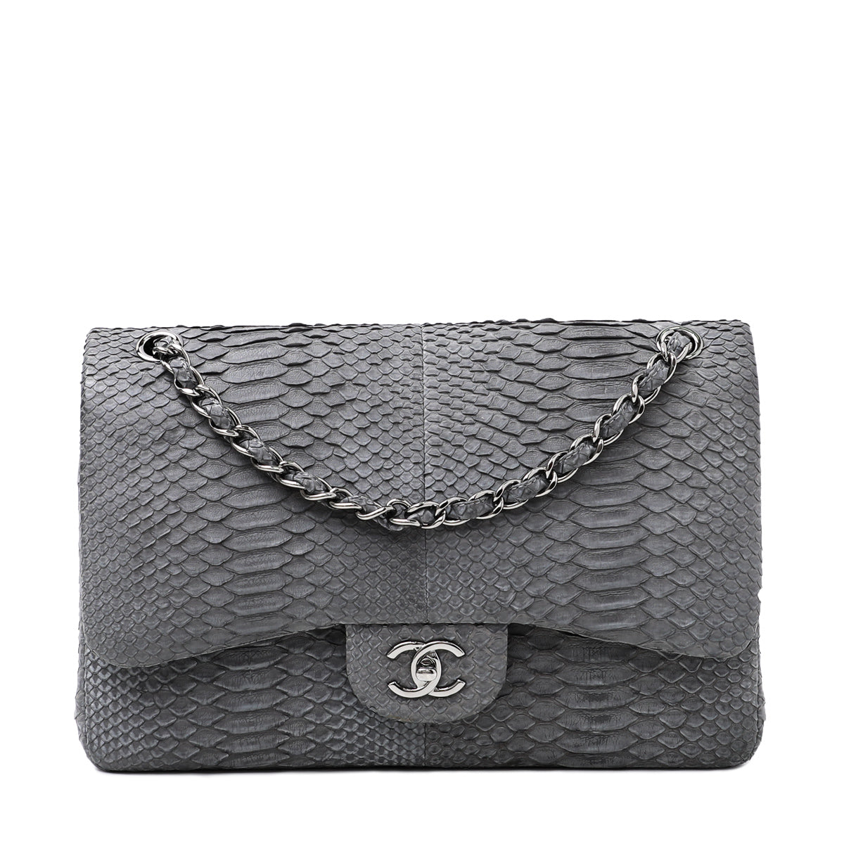 Chanel Gray Classic Jumbo Double Flap Bag