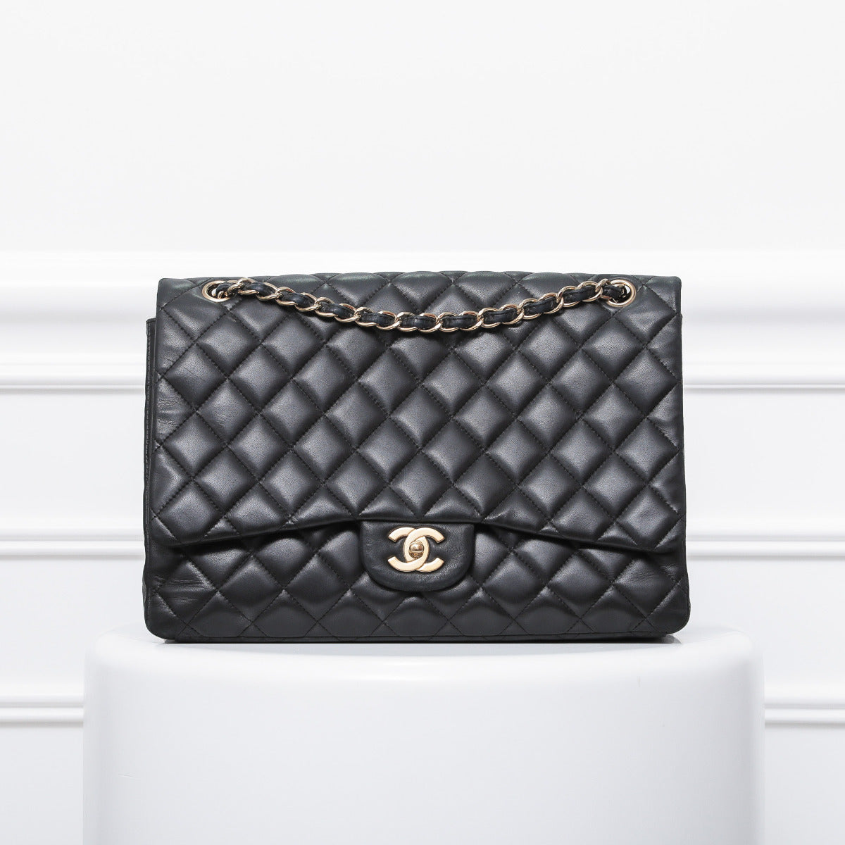 Chanel Black Lambskin Single Flap Classic Maxi