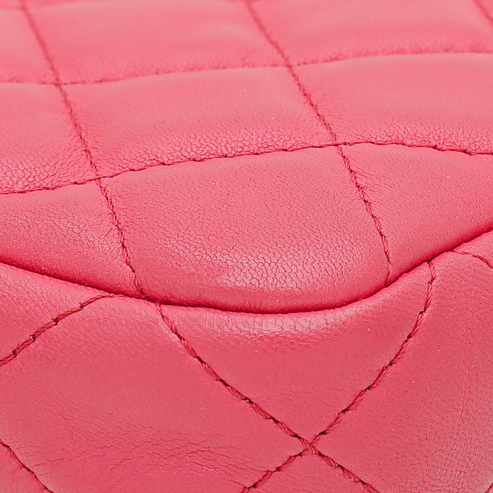 Chanel Pink Double Zip Wallet On Chain