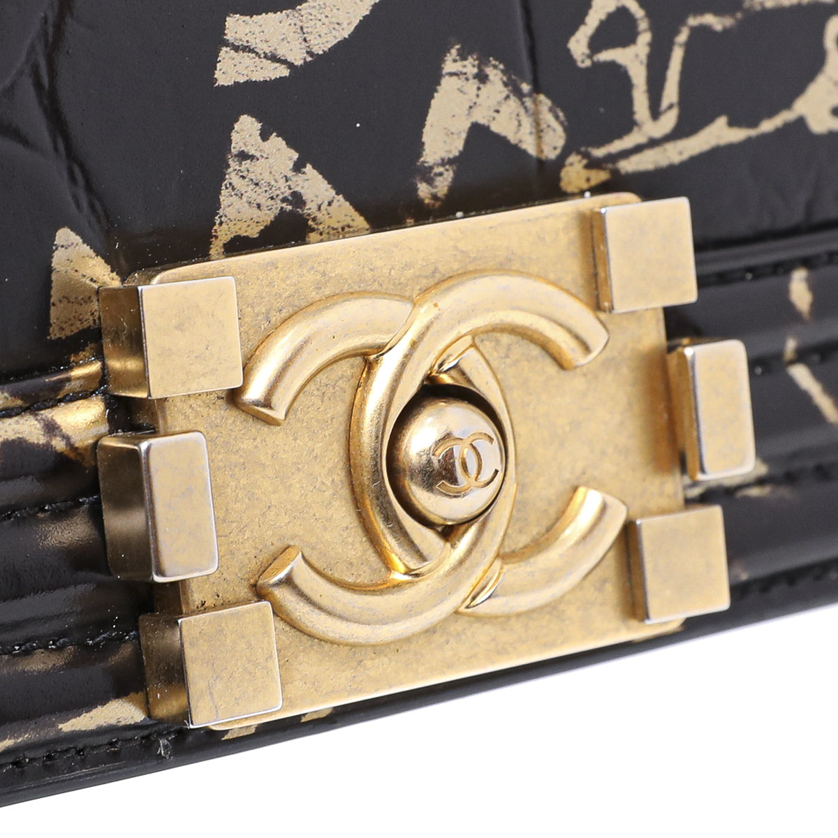 Chanel Black Crocodile Graffiti Boy Bag