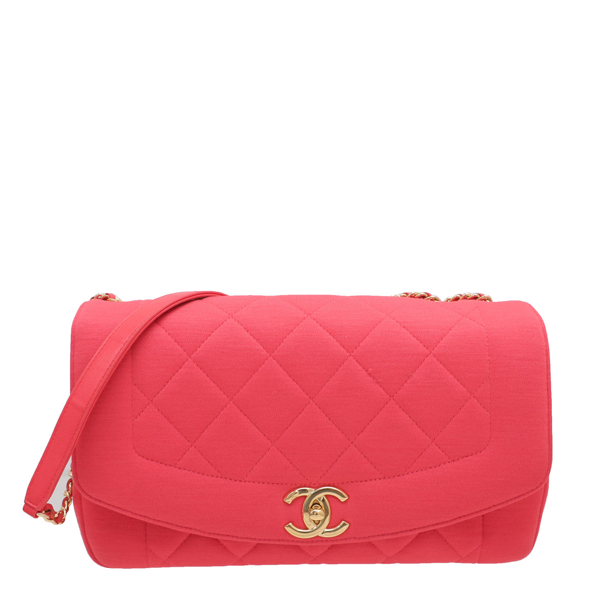 Chanel Coral Jersey Fabric Diana Flap Bag