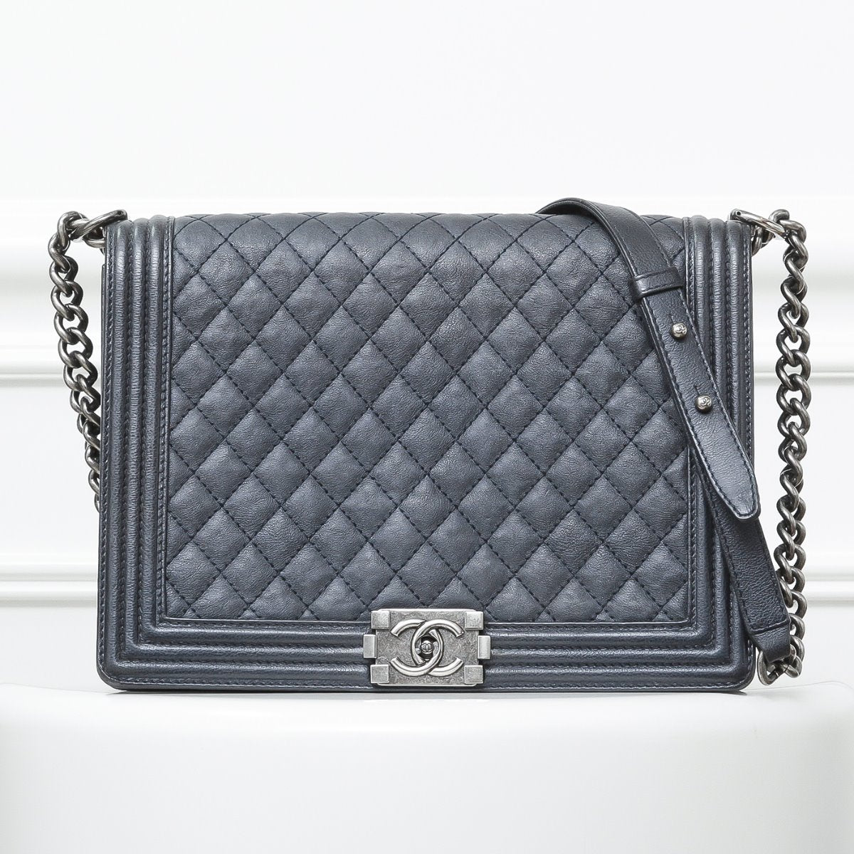 Chanel Metallic Blue Le Boy Large