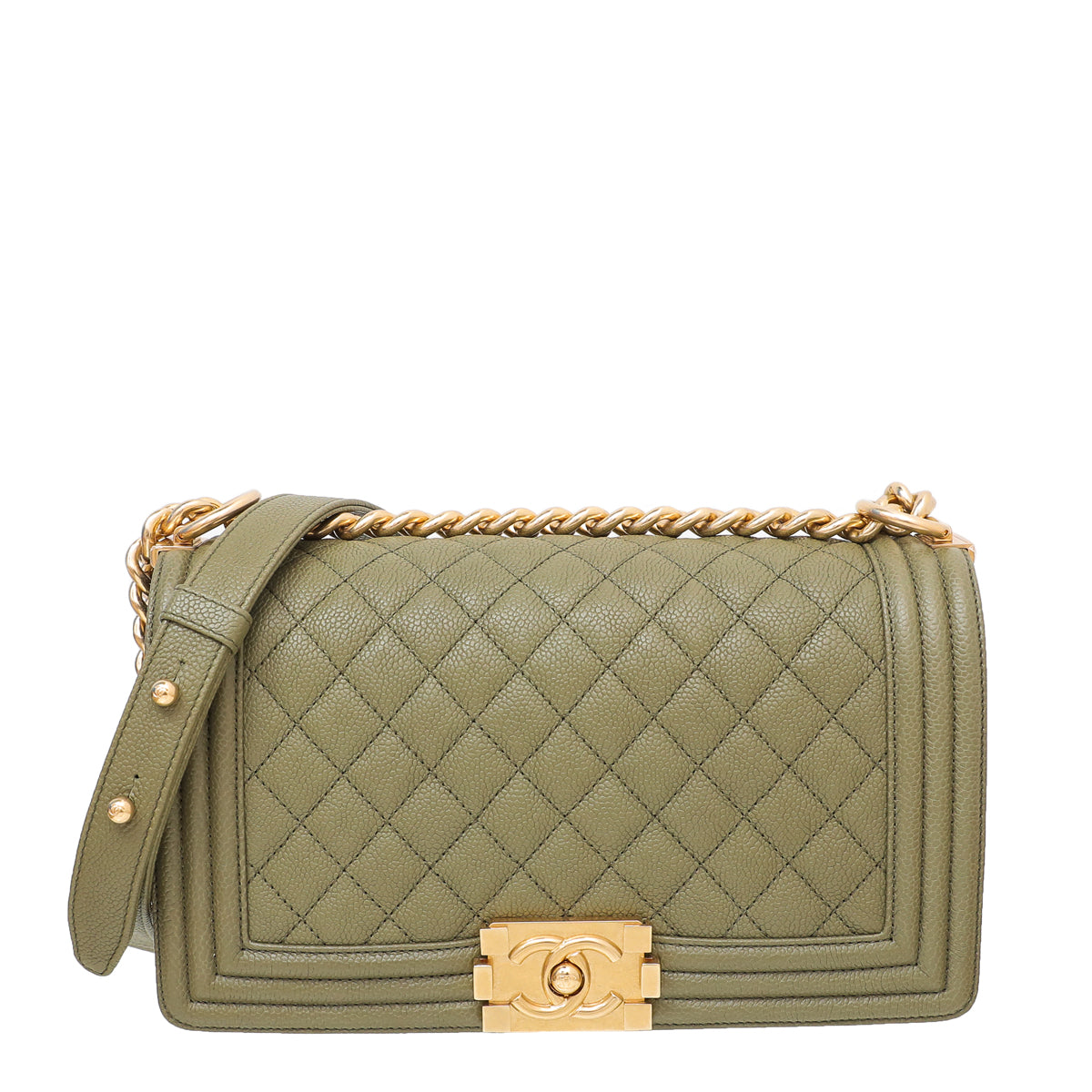Chanel Olive Green Le Boy Medium Bag