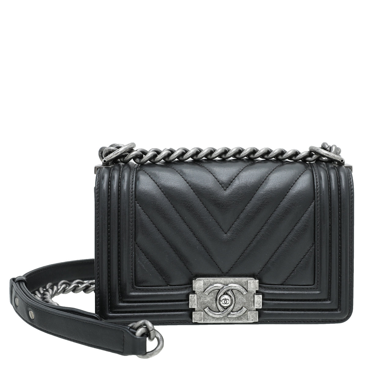 Chanel Black Le Boy Chevron Small Bag