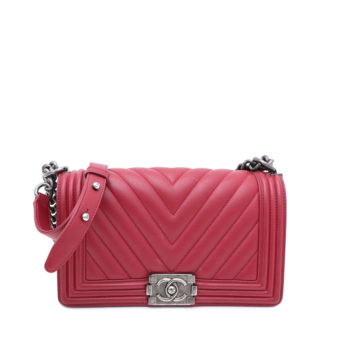 Chanel Deep Red Le Boy Flap Medium Bag