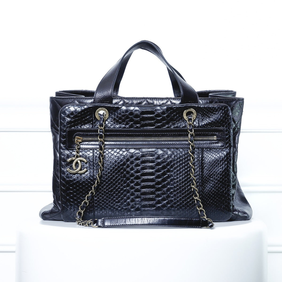 Chanel Black Urban Mix Python Tote Ba