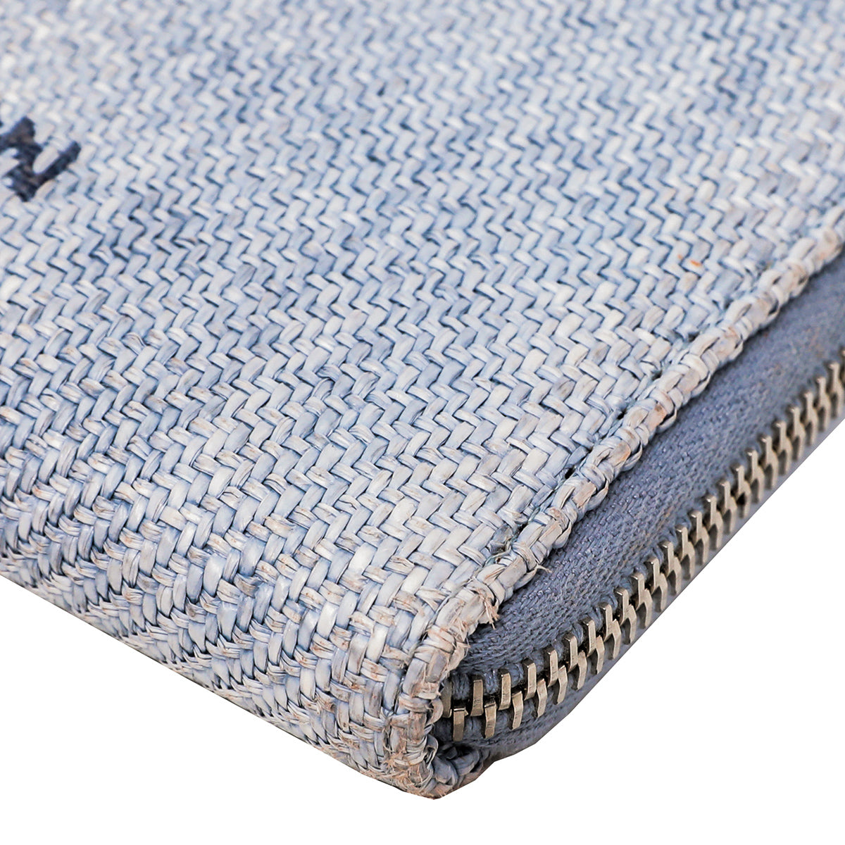 Chanel Light Blue Tweed Deauville Zip Around Wallet