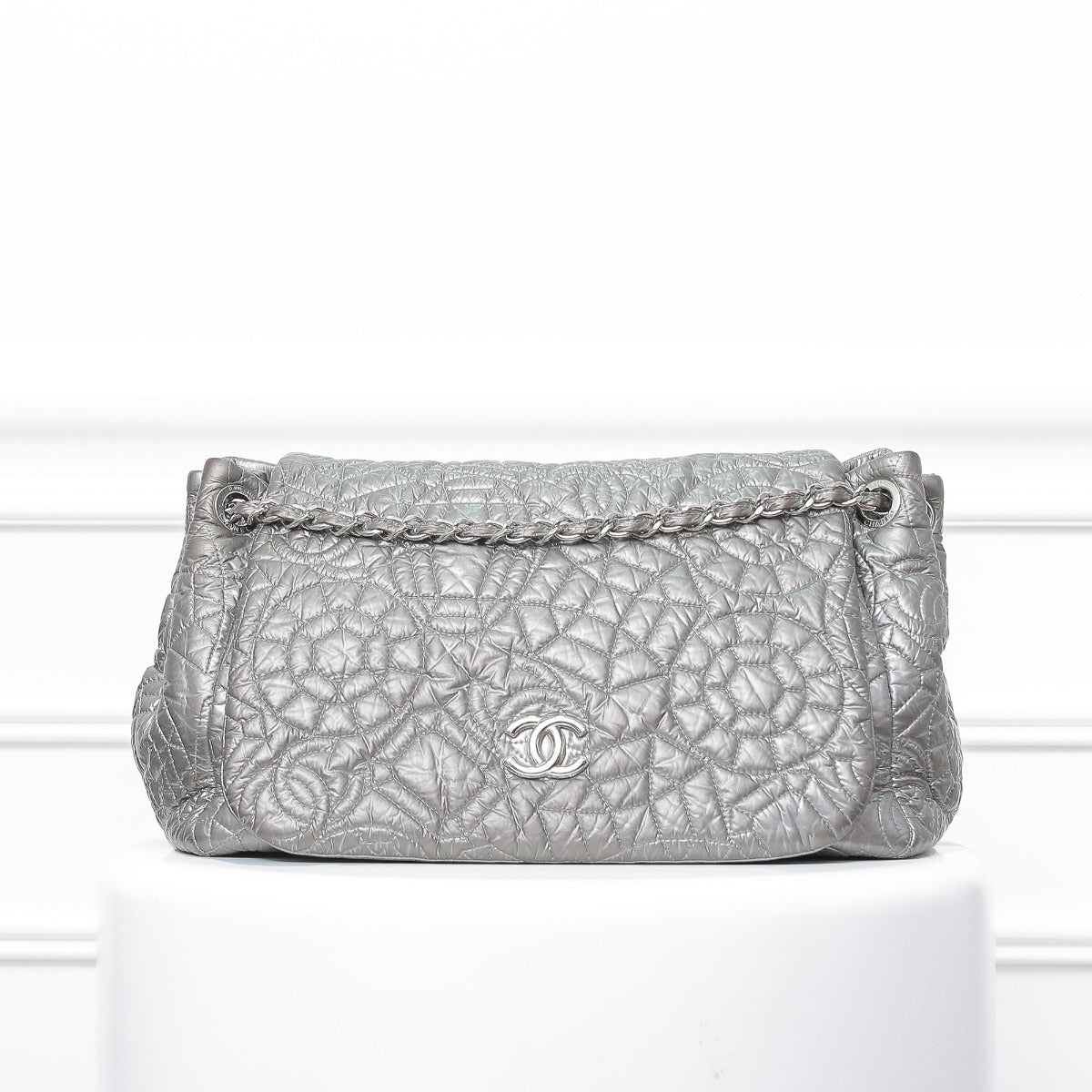 Chanel Gray Graphic Edge Accordion Flap Bag