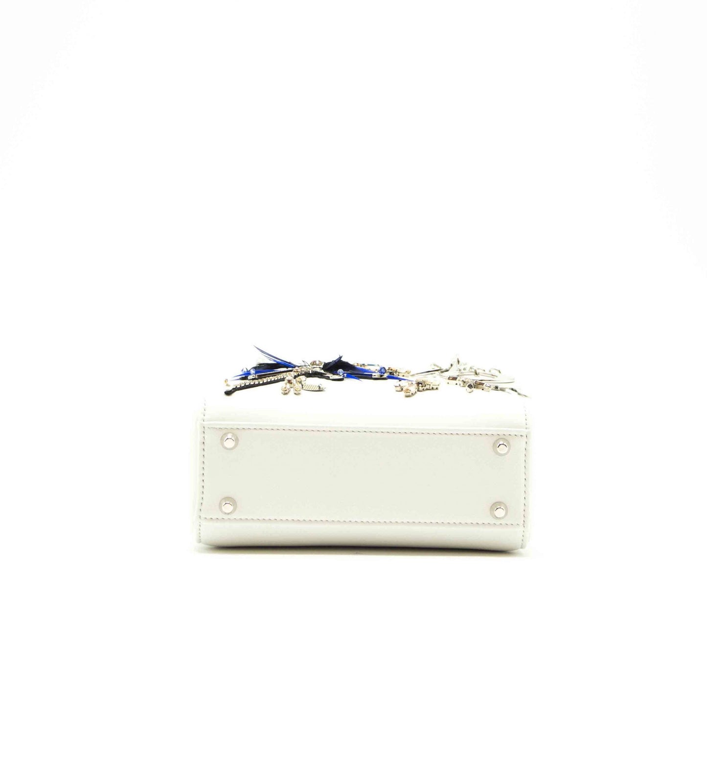 Dior White Animal Embroidery Limited Edition Mini Lady Dior Tote