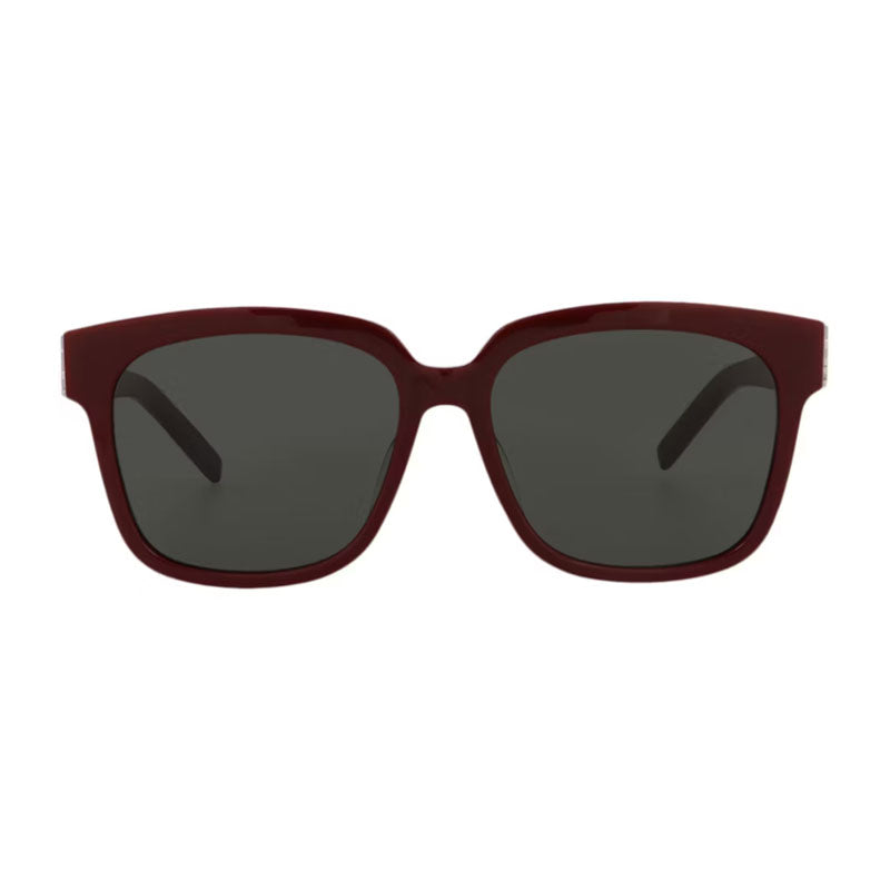 Saint Laurent Sunglasses Square Full Rim, Burgundy Frame and Grey Lens SLM40/F007