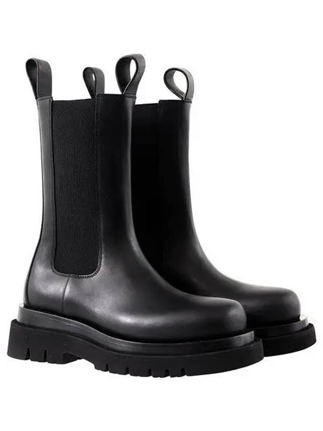 Luxury Bottega Veneta Lug Leather Chelsea Boots Black