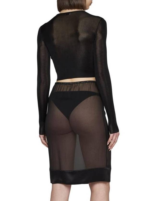 Luxury Saint Laurent Trending 2025 Semi Sheer Silk H-Line Skirt Black