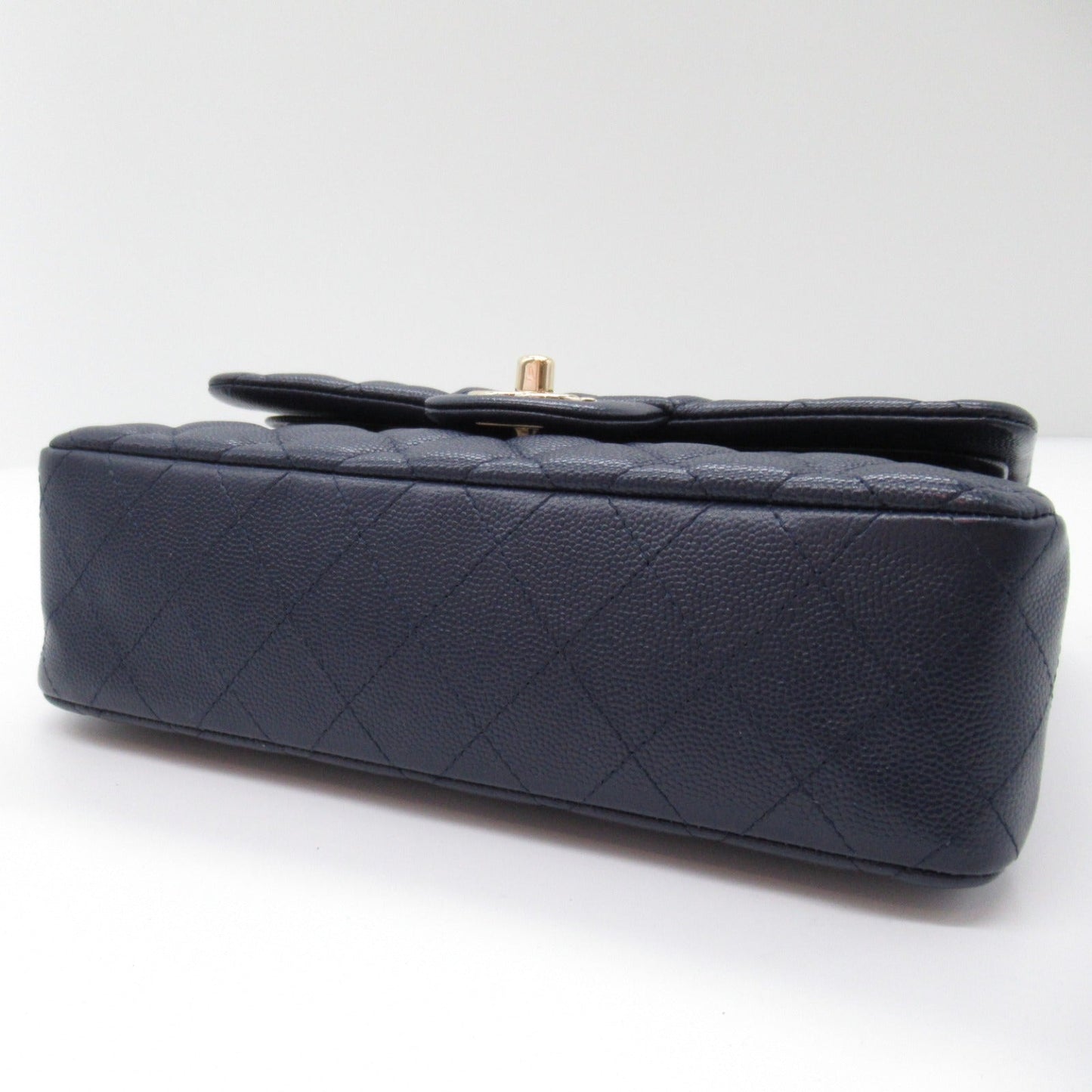 Chanel Double Flap Chain Shoulder Shoulder Bag Caviar S (Green ) Navy System (Band)