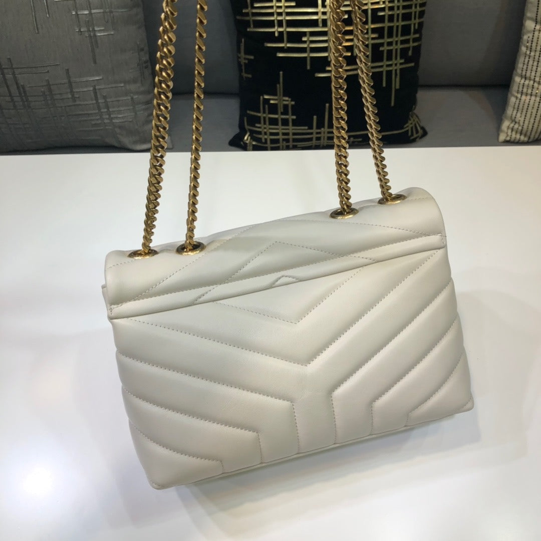 Top Quality Loulou Small Chain Bag In Matelassé "Y" White For Women 9.8in/23cm YSL 494699DV7279207