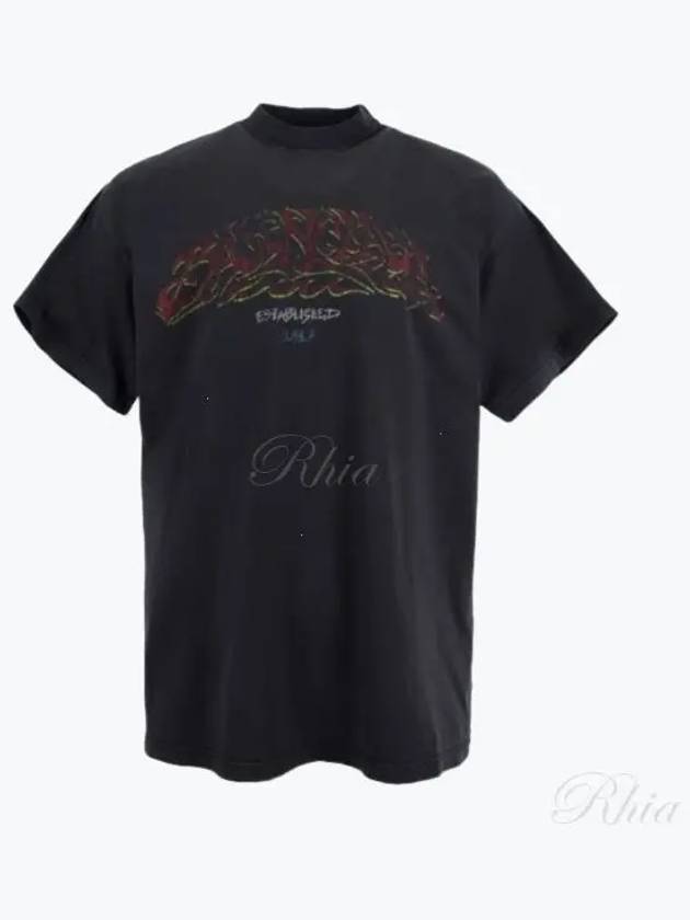 Luxury Balenciaga Trending 2025 Offshore Oversized Short Sleeve T-Shirt Black Faded