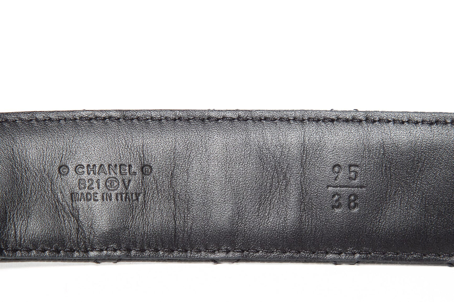 Chanel 2020 Black Leather Interlocking CC Logo Waist Belt SZ 95/38