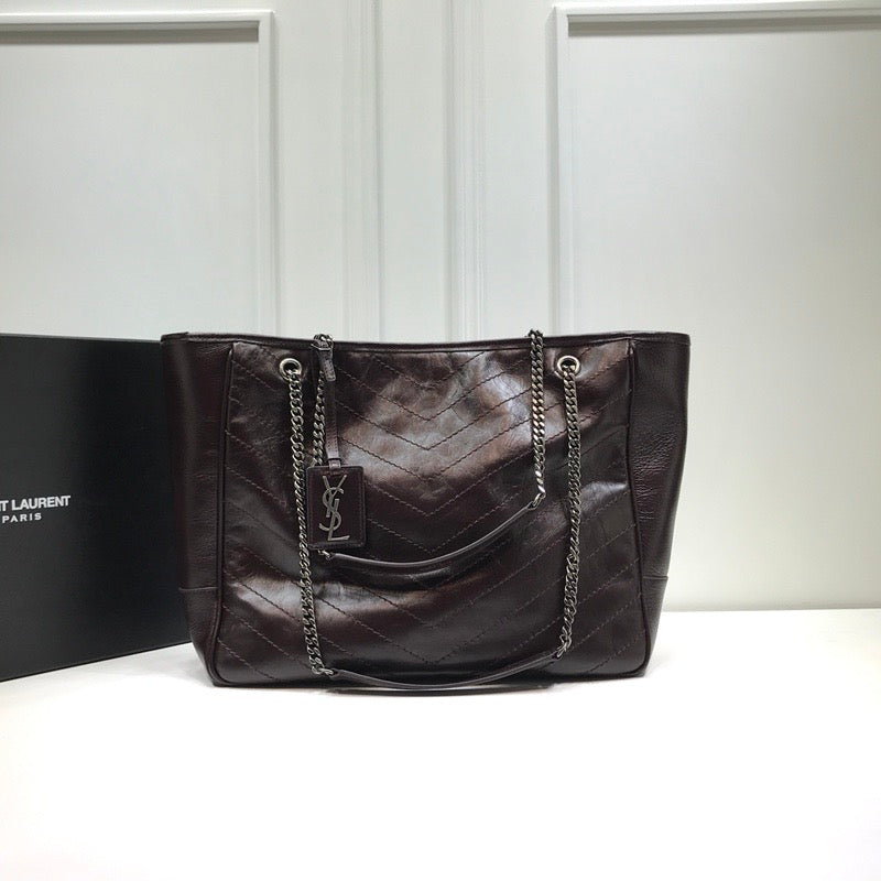 YSSL Niki Shopping Bag Burgundy For Women 13.8in/35cm YSL