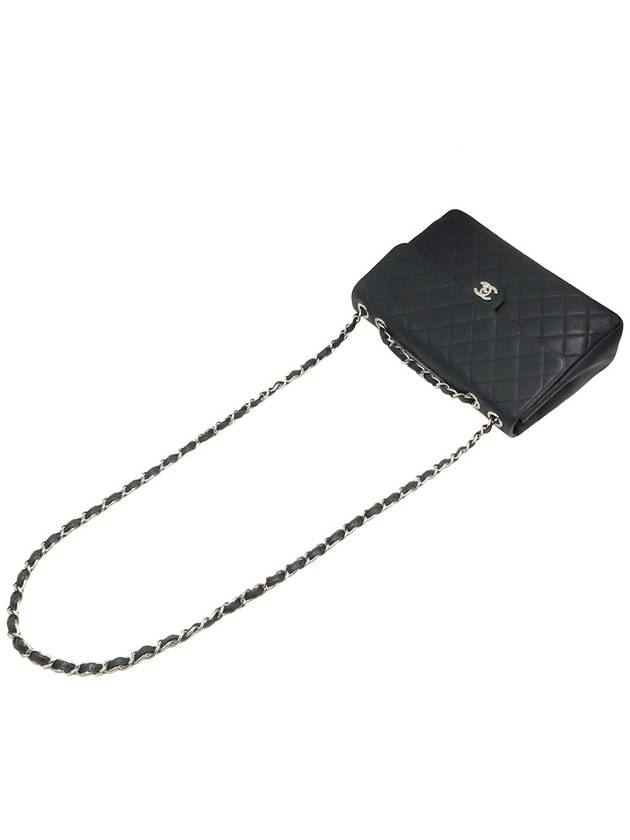 Black Caviar Silver Chain One Flap Classic Jumbo Large Shoulder Bag 6th A11869 Chanel