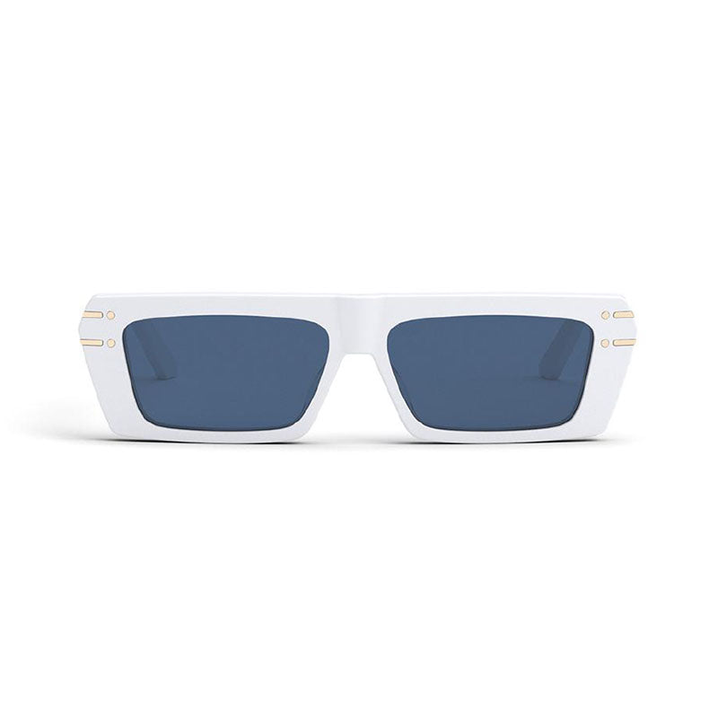 Dior Sunglasses Rectangle Full Rim, Shiny Solid White Frame and Blue Lens DIORSIGNATURES2U50B0