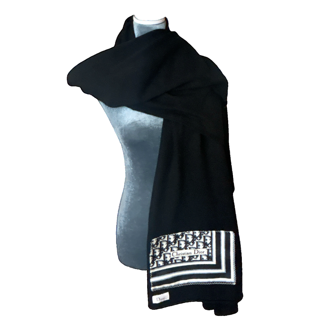 Dior Trotter Noir Silk Scarf & Cashmere Shawl