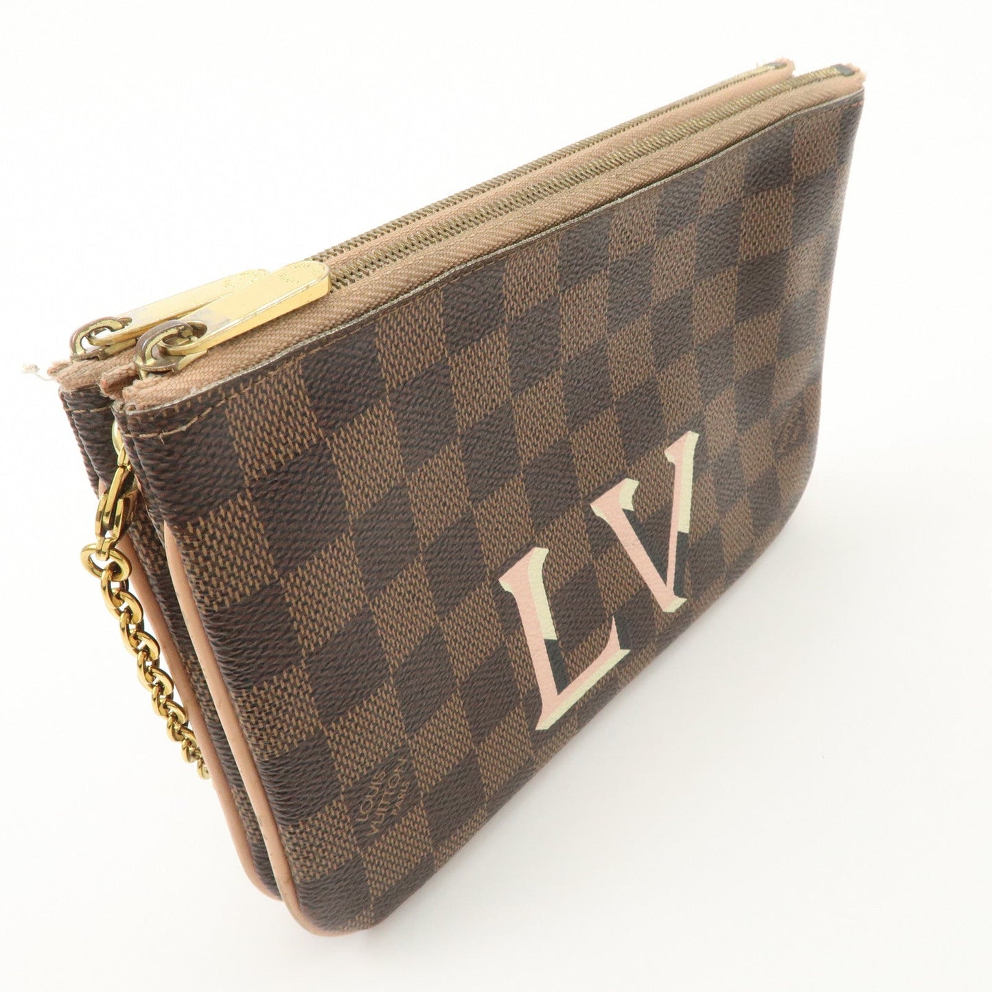 Louis Vuitton Damier Pochette Double Zip Shoulder Bag Brown N60254 d