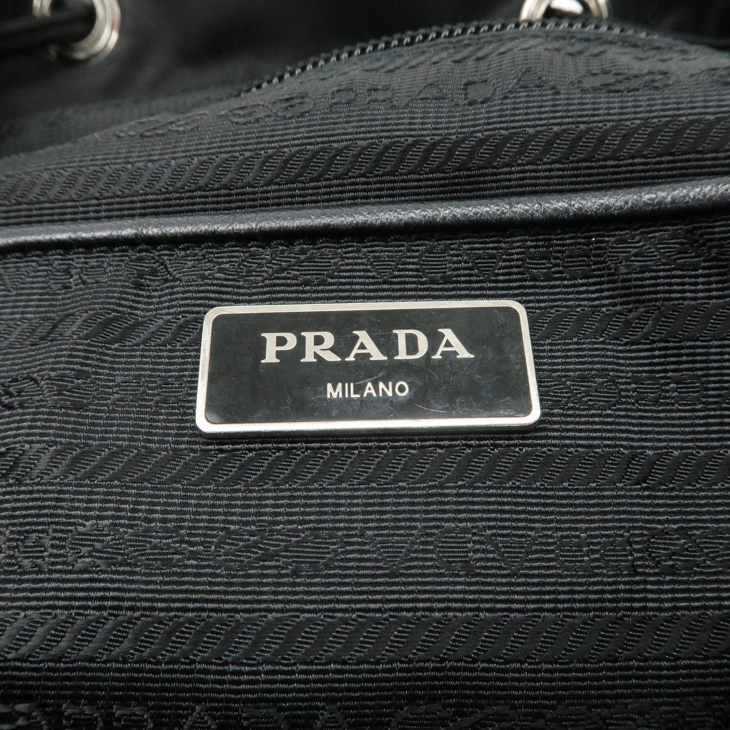 PRADA Triangle Logo Nylon Leather Backpack Ruck Sack Black d