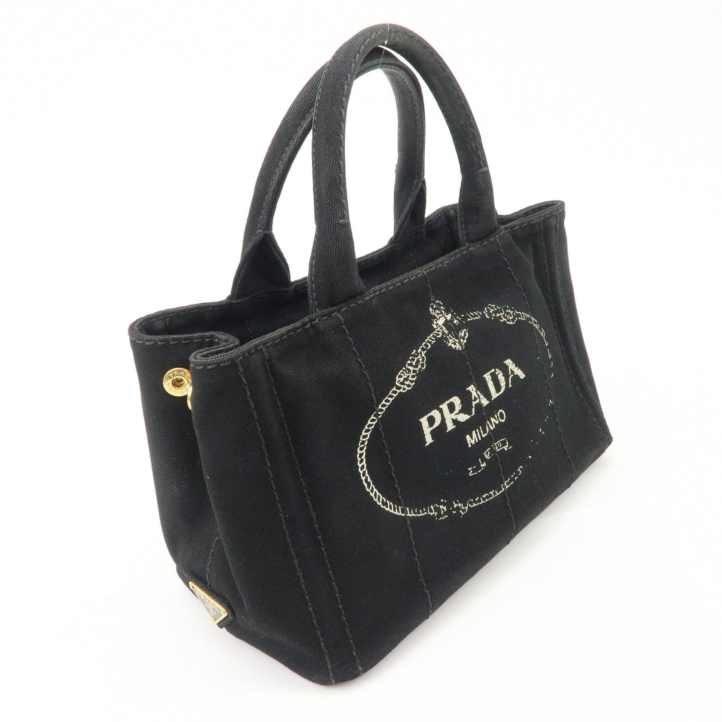PRADA Logo Canapa Denim 2 Way Tote Bag Hand Bag Black B2642B d