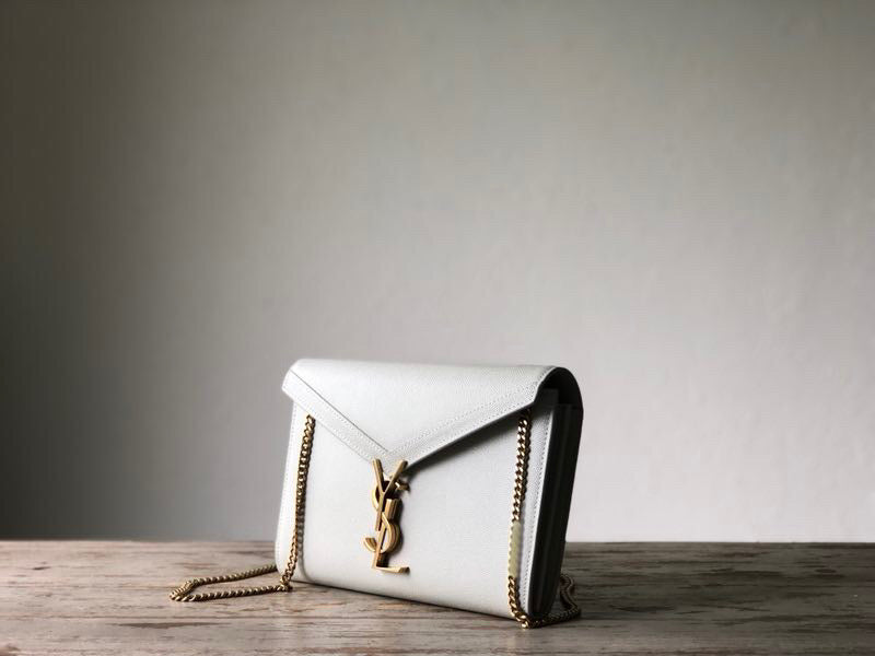 YSSL Cassandra Flap-Front Crossbody Bag White For Women 8.7in/22cm YSL